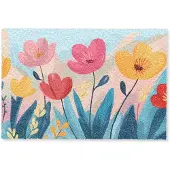 MuchoWow Deurmat 90x60 cm - Droogloopmat Illustratie - Bloemen - Kleurrijk - Mat voor binnen - Schoonloopmat - Deurmatten met print - Inloopmat