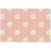 MuchoWow Deurmat 60x40 cm - Droogloopmat Madeliefjes - Pastel - Wit - Roze - Bloemen print - Mat voor binnen - Schoonloopmat - Deurmatten met print - Inloopmat