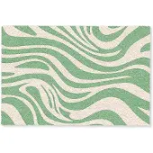 MuchoWow Deurmat 90x60 cm - Droogloopmat Zebrapatroon - Groen - Retro - Mat voor binnen - Schoonloopmat - Deurmatten met print - Inloopmat