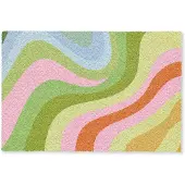 MuchoWow Deurmat 90x60 cm - Droogloopmat Lijnen - Pasteltinten - Golvend - Mat voor binnen - Schoonloopmat - Deurmatten met print - Inloopmat