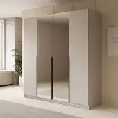 Meubella - Kledingkast Sabre - Beige - 200 cm - Met spiegel