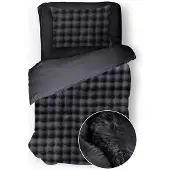 Eleganzzz Dekbedovertrek Shiny Bubble Pom Pom Flanel Fleece - dark grey 140x200/220cm