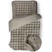 Eleganzzz Dekbedovertrek Shiny Bubble Pom Pom Flanel Fleece - beige 140x200/220cm