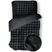 Eleganzzz Dekbedovertrek Shiny Bubble Pom Pom Flanel Fleece - black 140x200/220cm