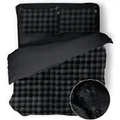 Eleganzzz Dekbedovertrek Shiny Bubble Pom Pom Flanel Fleece - black 200x200/220cm