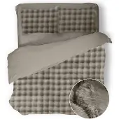 Eleganzzz Dekbedovertrek Shiny Bubble Pom Pom Flanel Fleece - beige 200x200/220cm