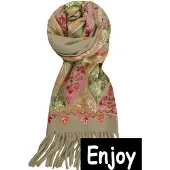 Zaza'z sjaal - taupe -geborduurd paisley -nieuw- trendy-prachtige sjaal /stola