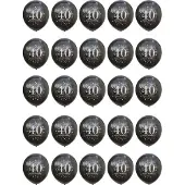 TGL Zwarte Ballonnen 40 Jaar - Verjaardag Gefeliciteerd (25 stuks)