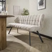 Dimehouse Eetkamerbank Lino Chenille Stof Rich Zand 180 cm Geblokt - Velvet - Modern -
