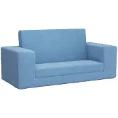 vidaXL Kinderslaapbank 2-zits zacht pluche blauw