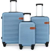Infinity Leather Hardshell Blue Navy Cabine Kofferset Robuuste ABS Lichtgewicht Bagage Vakantietas