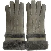 Infinity Leather Dameshandschoenen van echt grijs schapenvacht suède met oprolbare/neerwaartse manchetten