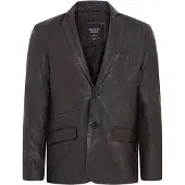 Infinity Leather Heren Zwart Slim Leren Italiaanse Blazer Jas-Somero
