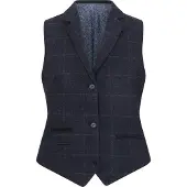 TruClothing Marineblauw, getailleerde tweed formeel gilet voor dames