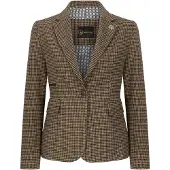TruClothing Dames getailleerde bruine pied-de-poule wolmix tweed blazer