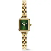 Daniel Wellington quartz goud dames horloge met groene wijzerplaat & roestvrij stalen band