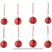 J-Line kerstbal 8 Patronen - glas - rood - doos van 40