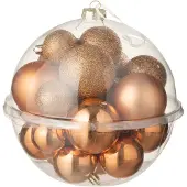 J-Line kerstbal - kunststof - oranje - doos van 24