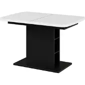 Vicco Eettafel Fenaro, Wit/Zwart, 120-160 x 80 cm met open compartimenten