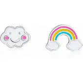 Charme Bijoux Zilveren oorbellen - Wolkje - Regenboog - Kinderen -