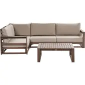 Beliani TIMOR - Loungeset - Taupe - Gecertificeerd acaciahout