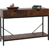 MCW Console tafel -O76, telefoontafel bijzettafel opbergtafel, lades opbergruimte Industrial 76x109x30cm ~ roodbruin