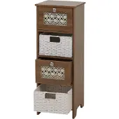 MCW Commode -O75, ladekast, 4 laden, mandladen, hout, melamine, 82x30x30 cm ~ bruin
