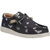 HeyDude Wally Stars n Skulls 100% Katoenen Heren Zwarte Bootschoenen