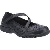 SKECHERS Breathe Easy Playground Poppies Meisjes Zwart Leren Schoenen