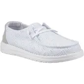 HeyDude Wendy Oogjes Veters Katoenmengsel Dames Ancient Blue Moccasins Schoenen