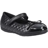 Hush puppies Lottie Leren Zwarte Ballerina's Voor Meisjes