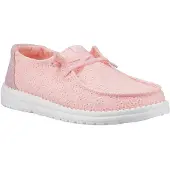 HeyDude Wendy Eyelet Lace Katoenmix Dames Lichtroze Mocassins Schoenen