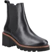 Hush puppies Gaia Dames Zwarte Leren Chelsea Laarzen Met Hak