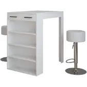 Vicco Repose Bartafelset – 67 x 100 cm met 2 barkrukken Wit