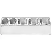 Hendi gastronormhouder - roestvast staal - 5 compartimenten, antislip en optionele wandmontage - 74,5 x 24,5 x 21,5 cm - zilverkleurig - voor gastronormbakken