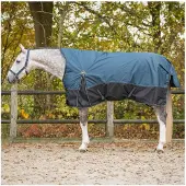QHP Deken Turnout Collection Halve Hals 150gr Blauw - 155/205