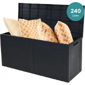 HIXA Opbergbox Tuinkussenbox - met Deksel - voor Buiten - Groot - Waterdicht - Weersbestendig - Tuinbox - Tuinkist - Balkonbox - 240L - 115x44x53CM - MILO