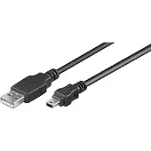 S-Conn USB Mini B naar USB-A kabel - USB2.0 - tot 2A / zwart - 1 meter