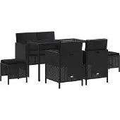 vidaXL 6-delige Tuinset met kussens poly rattan zwart