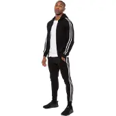 Enzo | Heren Zip Up Tape Hoodie Tracksuit Set - Zwart