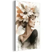 MuchoWow Aluminium schilderij 20x30 cm - Wanddecoratie metaal - Bloesem - Portret - Gezicht - Metalen muurdecoratie woonkamer - Decoratie industrieel - Foto op dibond - Industriële accessoires slaapkamer