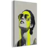 MuchoWow Aluminium schilderij 20x30 cm - Wanddecoratie metaal - Vrouw - Bril - Verf - Metalen muurdecoratie woonkamer - Decoratie industrieel - Foto op dibond - Industriële accessoires slaapkamer