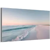MuchoWow Aluminium schilderij 40x20 cm - Wanddecoratie metaal - Kustlijn - Pastel - water - Metalen muurdecoratie woonkamer - Decoratie industrieel - Foto op dibond - Industriële accessoires slaapkamer