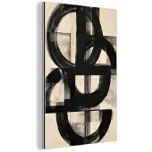 MuchoWow Aluminium schilderij 20x30 cm - Wanddecoratie metaal - Cirkels - Lijnen - Vormen - Zwart - Metalen muurdecoratie woonkamer - Decoratie industrieel - Foto op dibond - Industriële accessoires slaapkamer