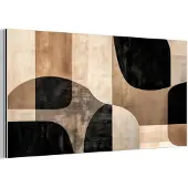 MuchoWow Aluminium schilderij 80x40 cm - Wanddecoratie metaal - Abstract - Vlakken - Zwart - Rond - Metalen muurdecoratie woonkamer - Decoratie industrieel - Foto op dibond - Industriële accessoires slaapkamer