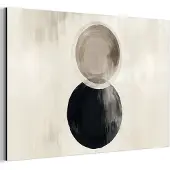 MuchoWow Aluminium schilderij 30x20 cm - Wanddecoratie metaal - Cirkels - Vorm - Beige - Abstract - Metalen muurdecoratie woonkamer - Decoratie industrieel - Foto op dibond - Industriële accessoires slaapkamer
