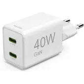 Hama 40W GaN Snellader - 2x USB-C PD/QC - mini - Wit