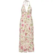 ONLY Zomerjurk 'ONLFlower' olijfgroen / abrikoos / lichtrood / wolwit