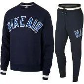 Nike Air Fleece trainingspak met volledige ronde hals, marineblauw