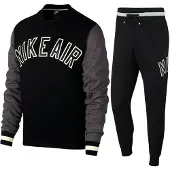 Nike Air Fleece trainingspak met volledige ronde hals, zwart